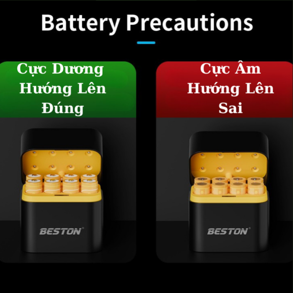 Hộp sạc pin AA 1.5V BESTON 8 slot mẫu mới M7036