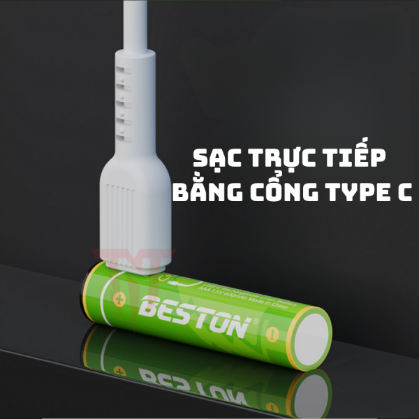 Hộp 4 viên Pin sạc Beston 3A Lithium 1.5V, sạc trực tiếp cổng USB type C, pin remode, pin đồ chơi