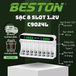 Sạc Pin AA & AAA Beston C9024L Pin Ni-Mh 1.2V 8 Slot Smart LED, pin karaoke,pin đồ chơi