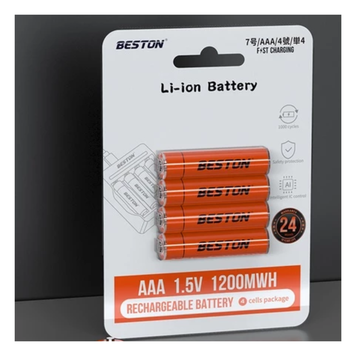 Vỉ 04 Pin Sạc AAA 1.5V Lithium Beston 1200mWh(800mAh)