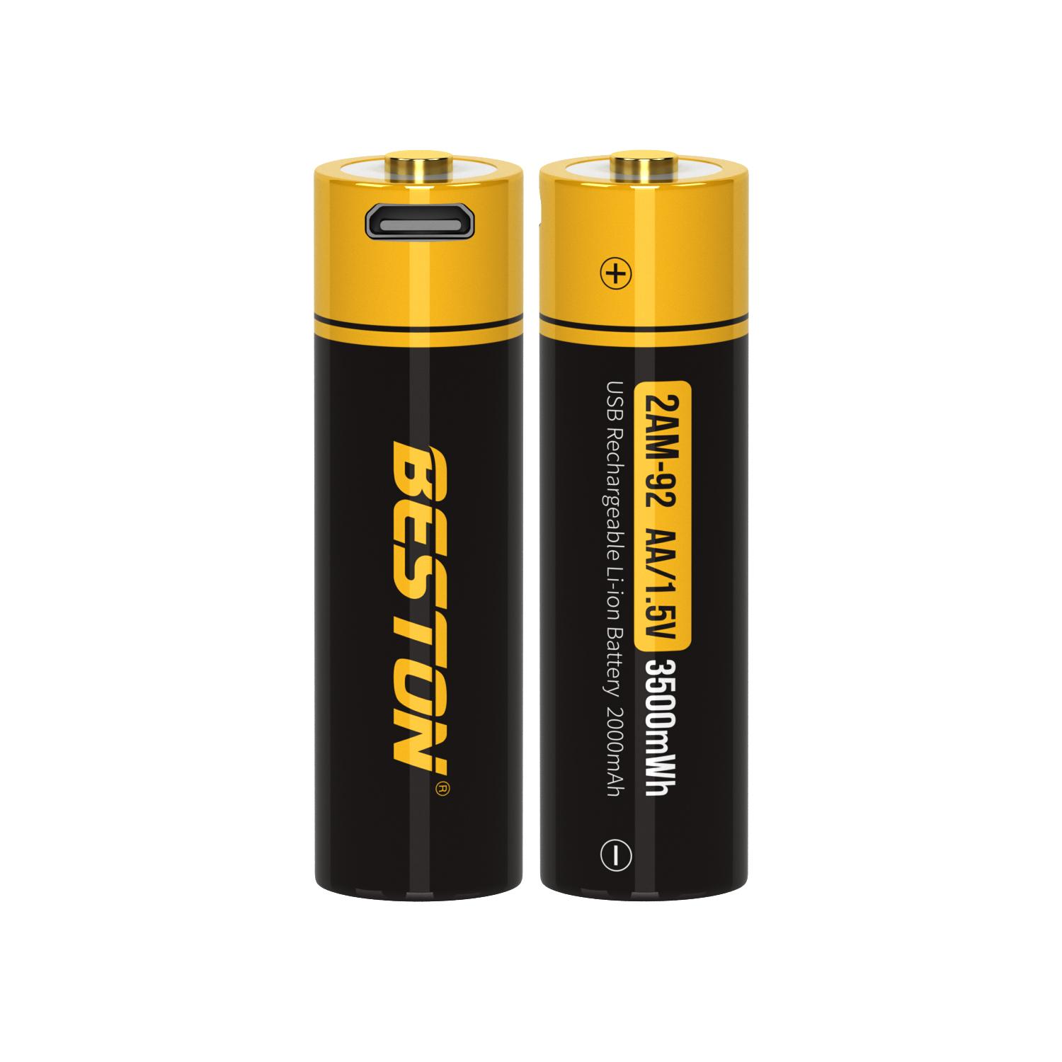 Vỉ 02 Pin Sạc AA 1.5v USB Lithium Beston – 3500mWh, 2AM-92