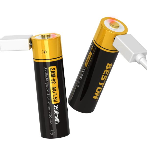 Vỉ 02 Pin Sạc AA 1.5v USB Lithium Beston – 3500mWh, 2AM-92