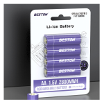 Vỉ 04 Pin Sạc AA  1.5V Lithium Beston  2800mWh(1850mAh)