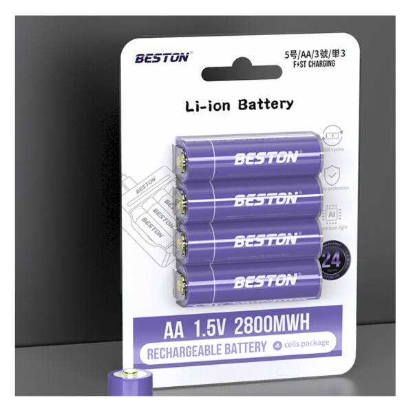 Vỉ 04 Pin Sạc AA  1.5V Lithium Beston  2800mWh(1850mAh)