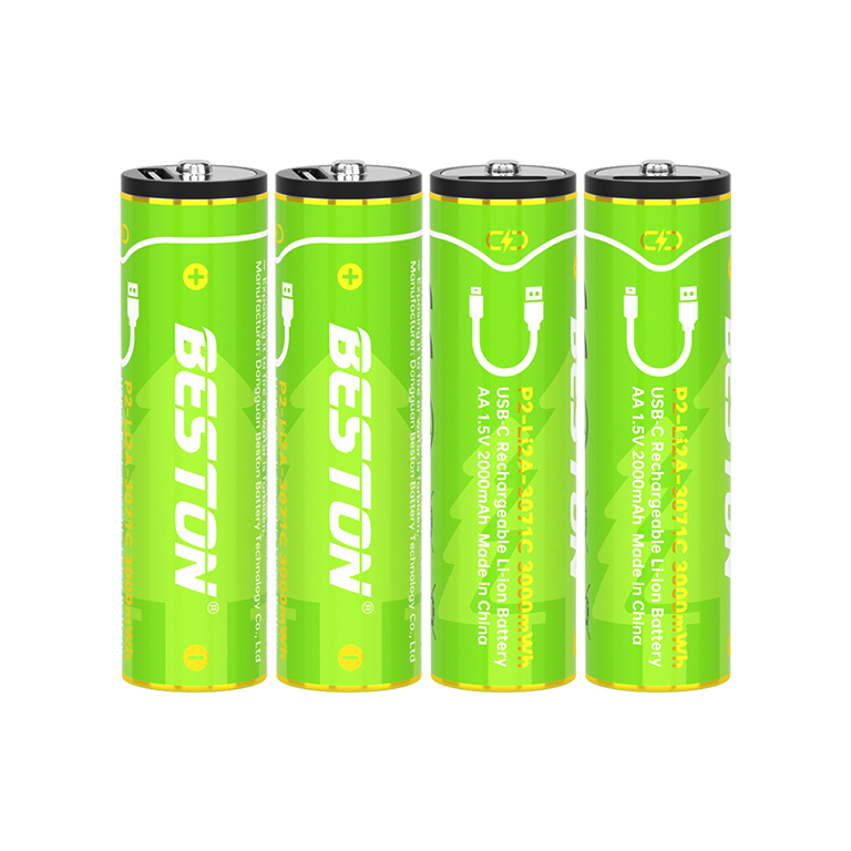 Hộp 4 viên Pin sạc AA 3000mWh Beston Lithium 1.5V USB-C, 2AC-80