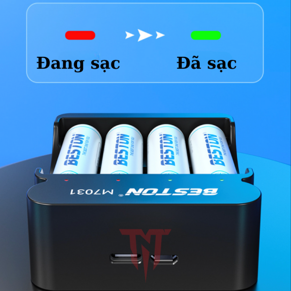 Sạc Pin Beston M7031 AA/AAA Lithium 1.5V 4 Slot, pin micro, pin đồ chơi,pin máy ảnh